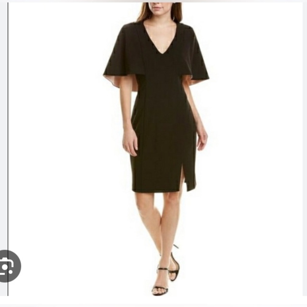 Badgley Mischka cape black dress size 12